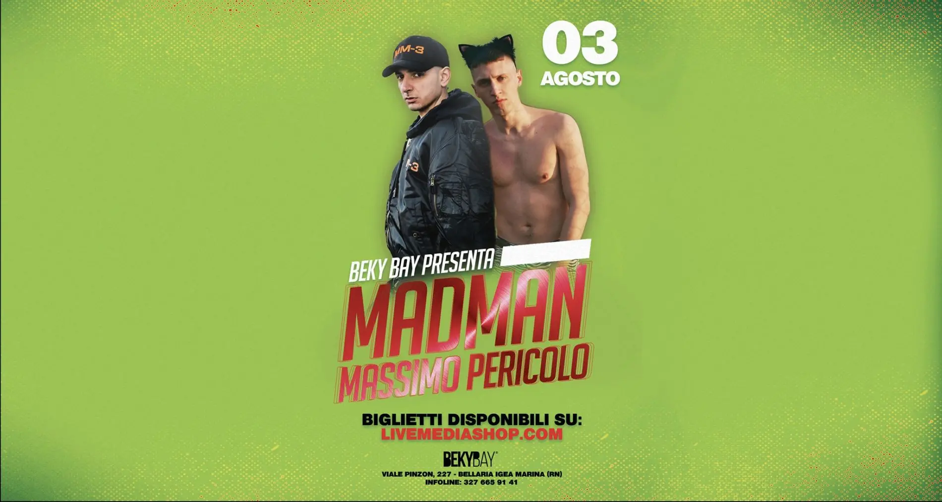 Madman and Massimo Pericolo in concert at the baky bay of igea marina